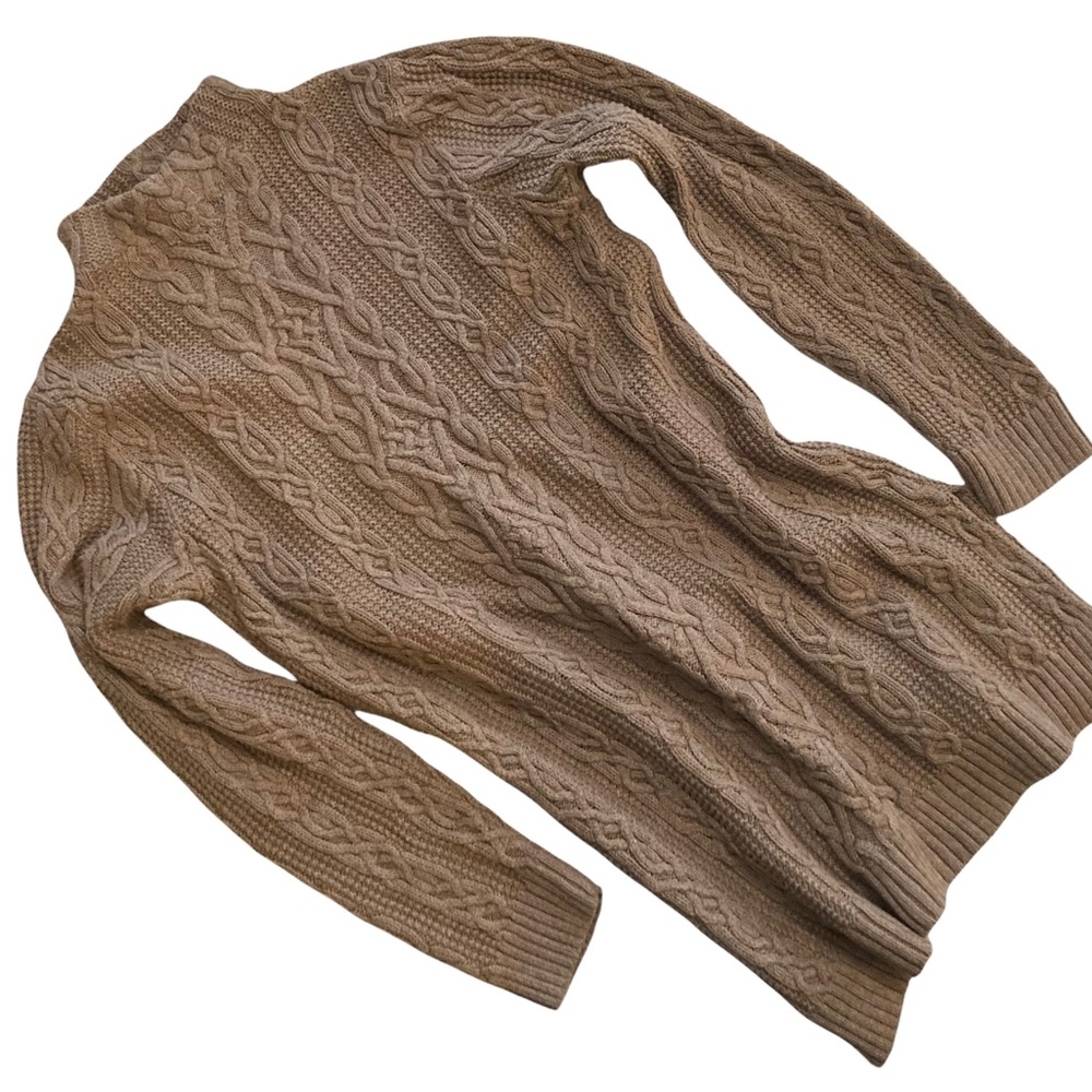 JEANNE PIERRE TUNIC SWEATER WITH MOCK TURTLENECK IN BROWN SIZE MEDIUM
